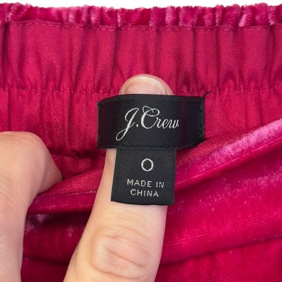 J Crew sz 0 Velvet Bright Berry Pink Pull On Peyton Pant High Rise Waist Trouser - Picture 8 of 14